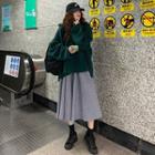 Fleece Sweatshirt / Check Midi A-line Skirt