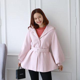 Hooded Belted A-line Jacket