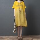 Lettering Panel Short-sleeve Dress