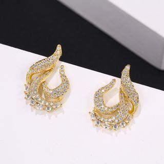 Geometry Rhinestone Drop Earring 1 Pair - Gold - One Size