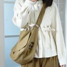 Cat Embroidery Canvas Messenger Bag