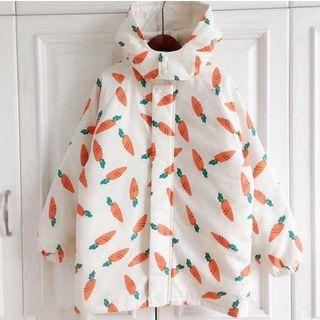 Carrot Print Hooded Coat As Shown In Figure - One Size