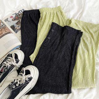 Plain Ruched Slit Pants