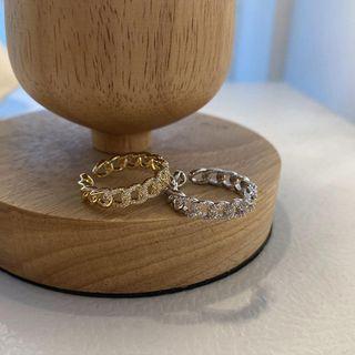 Rhinestone Chain Sterling Silver Ring