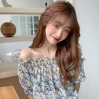 Off-shoulder Floral Print Top Ivory - One Size