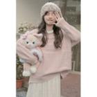 Fluffy Trim Sweater Pink - One Size