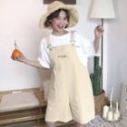 Printed Back 3/4 Sleeve T-shirt / Printed Pinafore Playsuit