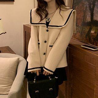 Sailor Collar Contrast Trim Single-breasted Jacket