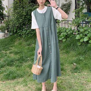 Sleeveless Midi A-line Dress / Short-sleeve T-shirt