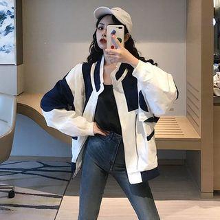 Color-block Loose-fit Baseball Jacket