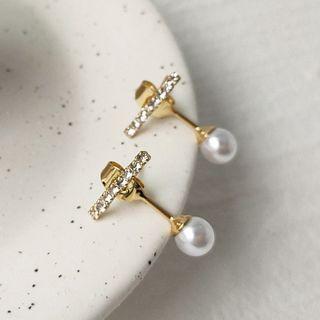 Sterling Silver Faux Pearl Stud Earring