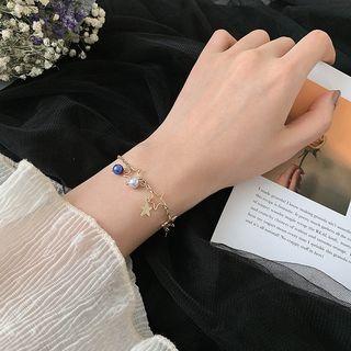 Faux Pearl Alloy Star Bracelet Faux Pearl Star - One Size