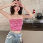 Heart Patterned Cropped Tube Top As Figure - One Size
