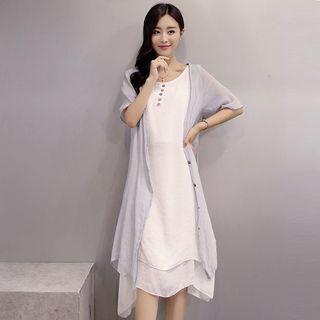 Set: Long Light Jacket + Sleeveless Dress