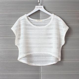 Cropped Cap-sleeve Lace Top