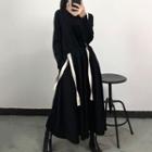 Contrast Strap A-line Midi Skirt