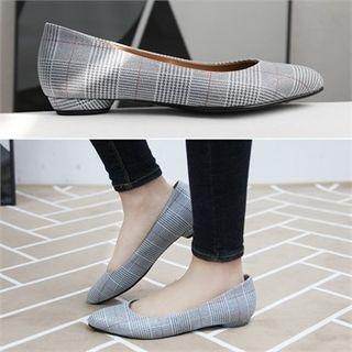 Oval-toe Glen-plaid Flats (petite Size)