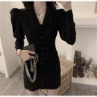 Puff Long-sleeve A-line Dress