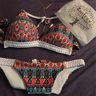 Woven Trim Patterned Bikini