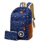 Set : Print Canvas Backpack + Pouch