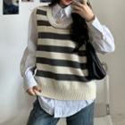 Striped Knit Vest Stripe - Gray&white - One Size