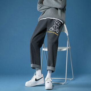 Bear Print Straight-fit Jeans