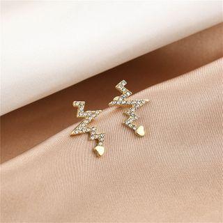 Heartbeat Rhinestone Earring 1 Pair - E1977-3 - Gold - One Size