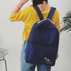Set: Embroidered Leaf Canvas Backpack + Pouch