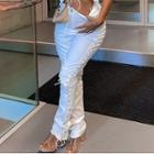 High-waist Lace-up Slim-fit Pants