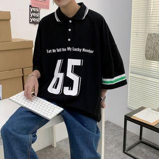 Elbow-sleeve Numbering Polo Shirt