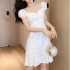 Short-sleeve Lace Up A-line Dress