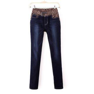 Fleece-lined Washed Slim-fit Jeans