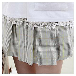 Band-waist Plaid Skort