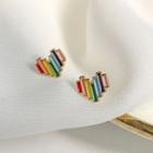 Heart Rainbow Glaze Alloy Earring 1 Pair - Red & Blue & Green - One Size