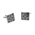 Vintage Elegant Geometric Square Roman Pattern Cufflinks Silver - One Size