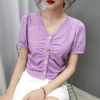 Short-sleeve Single Breasted Blouse