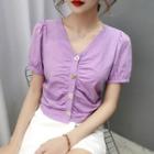 Short-sleeve Single Breasted Blouse