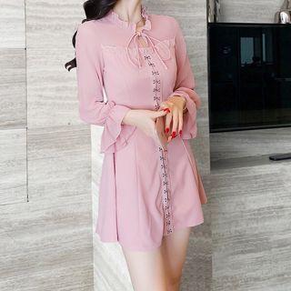 Lantern-sleeve Chiffon A-line Dress