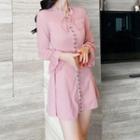 Lantern-sleeve Chiffon A-line Dress