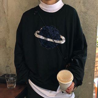 Sequin Planet Slit Pullover