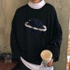 Sequin Planet Slit Pullover