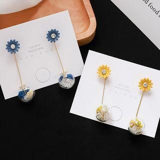 Glass Bead Daisy Dangle Earring