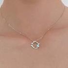 Rhinestone Star Faux Crystal Planet Pendant Necklace Silver - One Size