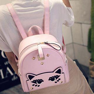Cat Faux Leather Backpack