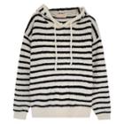 Long-sleeve Striped Knit Hoodie Stripe - One Size