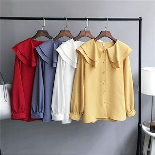 Long-sleeve Ruffled Collar Shirt