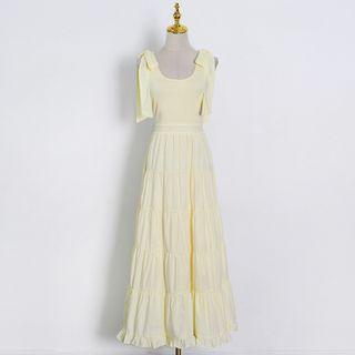 Spaghetti Strap Plain Mid A-line Dress