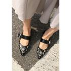 Studded-detail Belted Flats