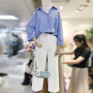 Set: Plain Shirt + Wide Leg Pants