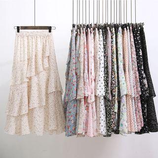 Floral Print Tiered Chiffon Skirt (various Design)